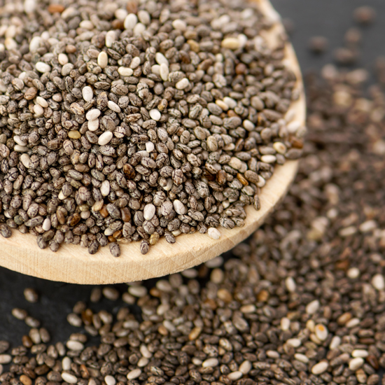 High view of chia seeds
